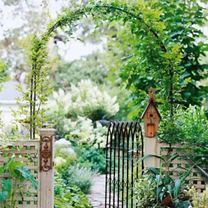 Metal Rose Arch Green 240cm - Archway Trellis Trellis Garden Arch 2x - Picture 1 of 12