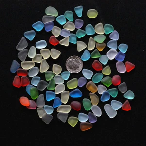 flat sea beach glass 20 pcs mixed color lots bulk blue green red jewelry use - Picture 1 of 3