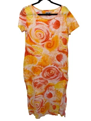 Maxi Vestido Deportivo Vintage Escada Para Mujer Mediano Amarillo Naranja Acuarela Algodón Foto 1 de 4