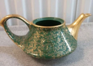 Teiera vintage oro 22k accento verde perla China Co metà secolo moderna MCM - Foto 1 di 8