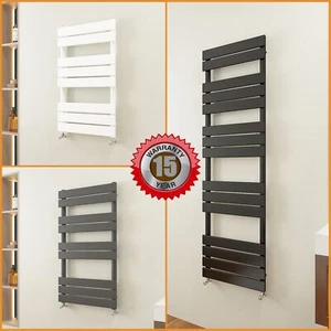 Black White Anthracite Towel Rail Radiator Heated Flat Panel Bathroom Warmer - Picture 1 of 97