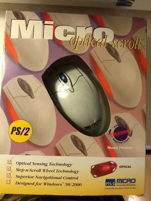 Micro Optical Step-n-Scroll USB PS/2 Mouse Micro Innovations PD500P NEW in Boxl - Image 1 of 4