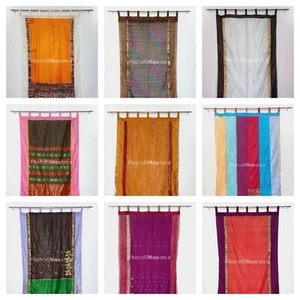 Handmade Assorted 5 pcs lot Indian Vintage Old Silk Sari Multi color curtains - Picture 1 of 1