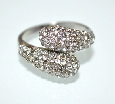 Anello donna argento strass fedina serpente cristalli brillantini regalo UA31 - Immagine 1 di 3