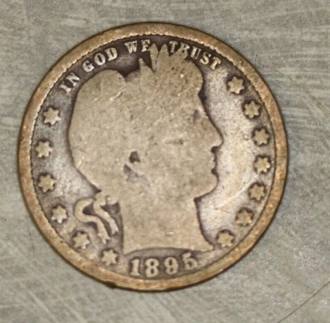 1895 P Barber Head Quarter, G Good , 25c Liberty Head Cover