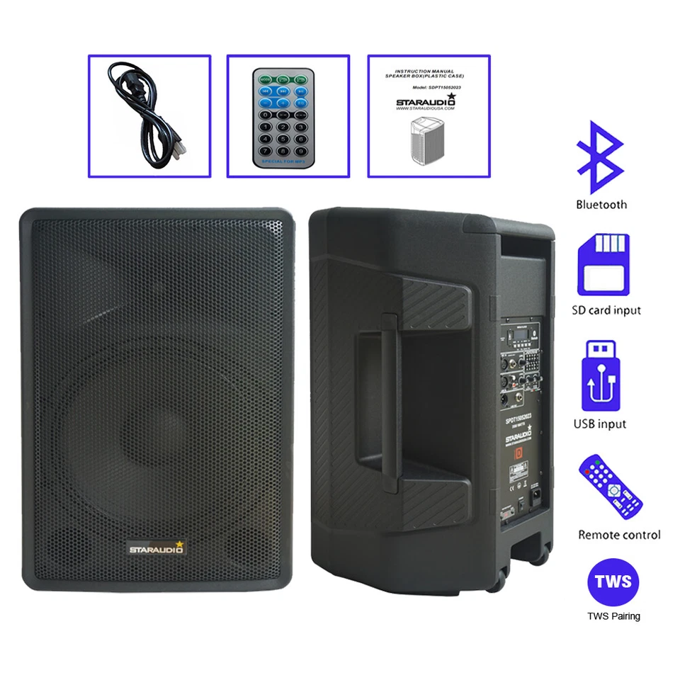 15" PA Powered Active Speaker System Blutooth Loudspeaker KTV TWS Audio Speaker - Image 1 of 4