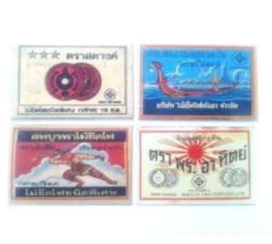 Juego De 4 Imanes De Nevera Etiqueta Matchbox Colección Tailandesa Refrigeradores Decoración Nuevo - Imagen 1 de 6
