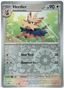 HERDIER Reverse Holo Scarlatto Viola Ossidiana Fiamme 171/197 Pokemon - Foto 1 di 2