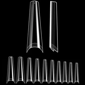 500 XXL Ballerina Tips natur clear dünn Coffin Nails Verlängerung Nageltip Gel - Bild 1 von 11