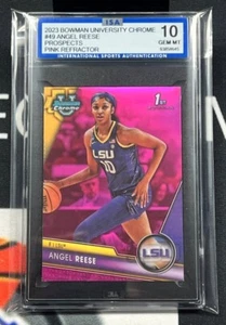 ISA 10 2023 Bowman University Chrome Propsects #49 Angel Reese Pink Refractor - Picture 1 of 2