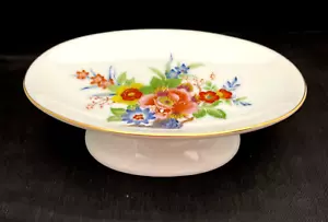 Japanische Seifenschale Schmuck Blumenstrauß Porzellan weißer Hintergrund Goldrand - Bild 1 von 4