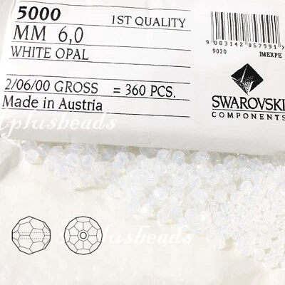 Cuentas redondas facetadas de cristal de Swarovski #5000 ópalo blanco de 6 mm 60 un. Foto 1 de 2