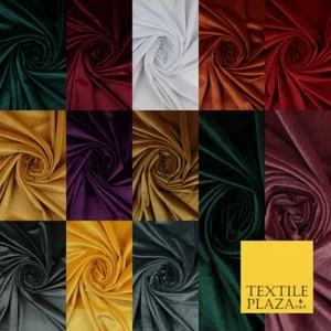 17 COLOURS LUXURY Plush Plain Stretch Velvet Velour Fabric Material Craft 58" D - Picture 1 of 52