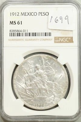 1912 Mexico Silver Peso Caballito NGC MS 61 UNC Uncirculated #4-011 - Image 1 of 2