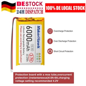 3,7 V 6000 mAh LiPo-Akku, wiederaufladbar, 1S 3C 106090 Lithium-Polymer-Akku - Bild 1 von 8