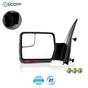 Chrome Tow Mirror For 07-14 F150 Left Side Power Heated Puddle Turn Signal Light - Picture 1 of 19