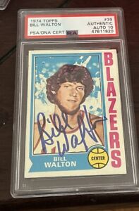 1974 Bill Walton Signed Topps RC Card #39 Blazers NBA HOF PSA DNA AUTO 10