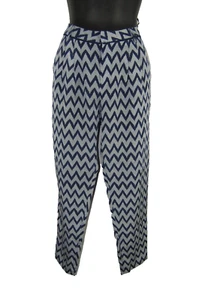 Greylin Seide blau Chevron Streifen Plissee Hose Hose kleine Taschen Reißverschluss vorne - Bild 1 von 6