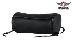 Soft Black Leather Motorcycle Tool Bag with Inside Pocket-Universal Fit-11 inch - Bild 1 von 5