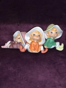 HOMCO #5213, 3 piece porcelain PIXIE / ELVE figurine collection, W free shipping - Picture 1 of 4