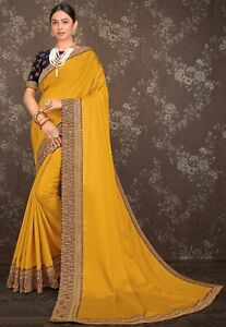 Ethnic Saree Georgette Designer Bollywood Party Wear Women Printed Sari Blouse