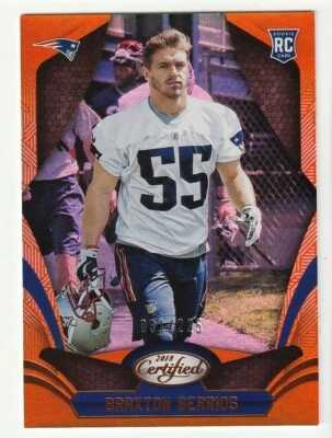 Braxton Berrios 2018 Panini Certified Orange Foil Rookie 031/225 Patriots - Image 1 of 2