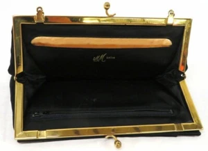 Morris Moskowitz Vintage MM Satin Black Evening Purse - Picture 1 of 6