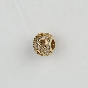 Pandora 14k Yellow Gold Women's "Tumbling Hearts" Bracelet Spacer Charm 750840 - Picture 1 of 2