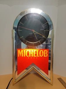 Vintage 1993 Michelob Beer Lighted Electric Wall Clock Works 20in x 11in Decor - Picture 1 of 21