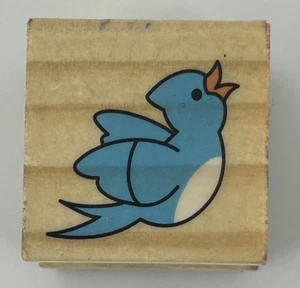 Blue Bird Singing Flying Wood Mount Rubber Stamp - Picture 1 of 4