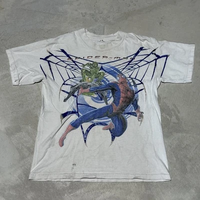 Spider-Man T Shirt Youth XL Marvel Green Goblin Movie Promo 2002 Y2K Vintage - Image 1 of 4