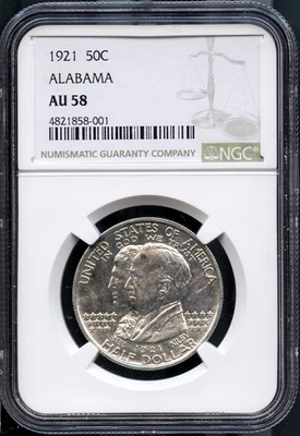 1921 50c Alabama Half-dollar AU 58 NGC # 4821858-001 + Bonus - Image 1 of 4