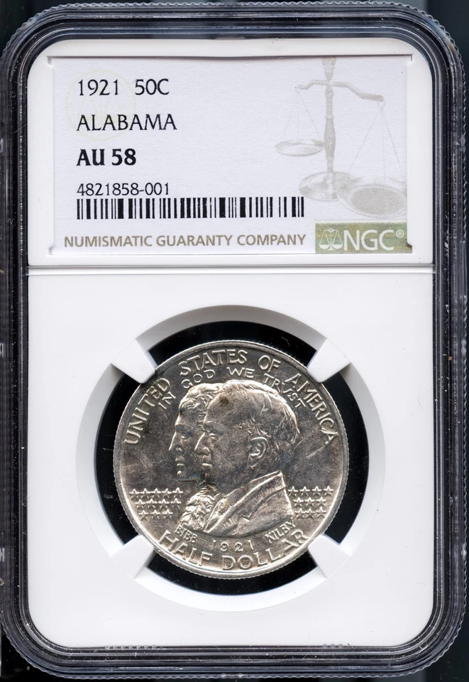 1921 50c Alabama Half-dollar AU 58 NGC # 4821858-001 + Bonus - Image 1 of 4