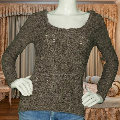 Moletom com capuz DKNY cinza couro malha aconchegante chique M - Imagem 1 de 4