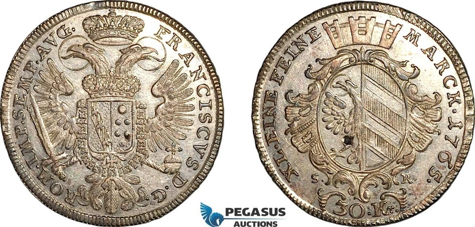 AK953, Germany, Nuremberg, 30 Kreuzer 1765 SR, Silver, Cleaned, XF - Image 1 of 1