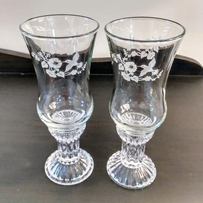 2 винтажных подсвечника Homco Etched Hummingbird Votive Flower Hurricane 7 дюймов - Изображение 1 из 4