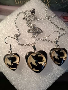 Modeschmuckset bestehend aus Ohrringen + Kette  Helloween Hexe - Bild 1 von 2