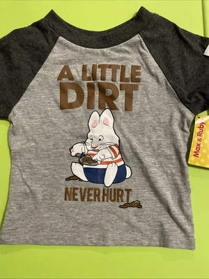 NUEVO CON ETIQUETAS Camiseta Max & Ruby Little Dirt Never Hurt Personaje TV Niño Pequeño Talla 18M Foto 1 de 4