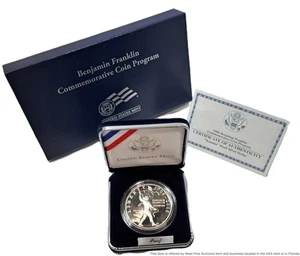 2006 P Benjamin Franklin Proof Commemorative Silver Dollar Coin w Box COA - Picture 1 of 4