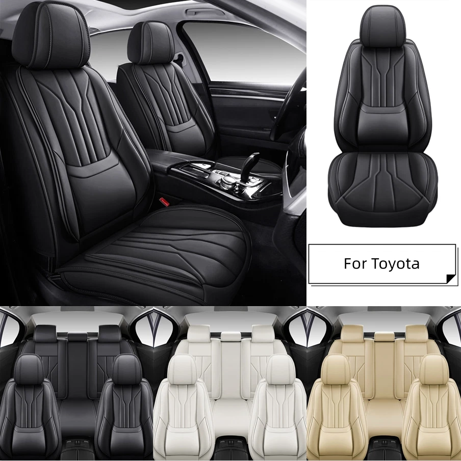 Fundas de asiento de auto de cuero PU de cobertura completa de 5 asientos para Toyota 4Runner Prius Yaris R Foto 1 de 4