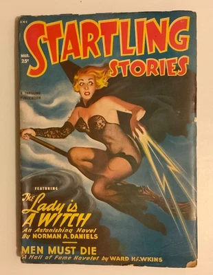STARTLING STORIES pulp March 1950 GGA classic cover The LADY Is A WITCH - Image 1 of 3