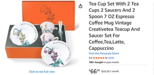 Vintage Creativetea Teetasse und Untertasse Set für Kaffee, Tee, Latte, Cappuccino - Bild 1 von 6