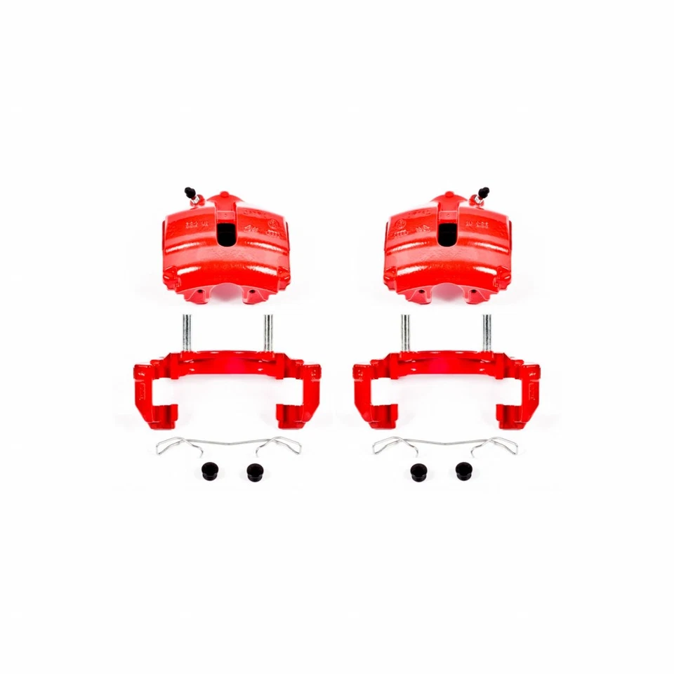Pinças de freio Power Stop para Audi TT 2008 2009 dianteiro vermelho com suportes - Par - Imagem 1 de 4