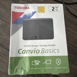 Toshiba Canvio Basics 2TB - Portable External Hard Drive Black - Picture 1 of 2