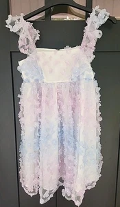 Special Event Storia Blue And Purple 3D Petal Babydoll Dress Size Small - Picture 1 of 8