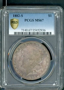 US 1882-S SAN FRANCISCO MORGAN SILVER DOLLAR PCGS MS 67 A11 - Picture 1 of 2