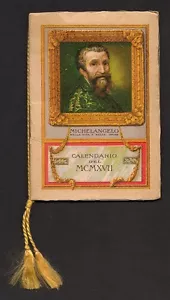 CALENDARIETTO BARBIERE ALMANACCO 1917 PROFUMERIA SIRIO MICHELANGELO BUONARROTI - Foto 1 di 1