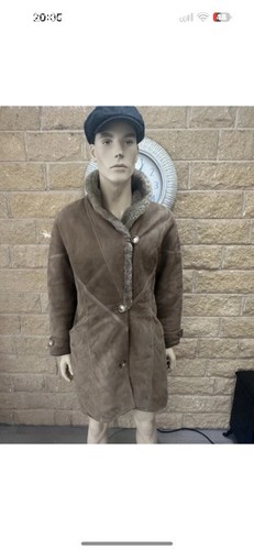 Cappotto invernale vintage anni 60 VALENTINO SHEARLING pelle marrone montone scamosciato 40R