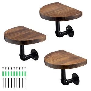 Set 3x Mensole da Muro Design Moderno - Legno Staffa in Ferro max 5kg - Marrone - Foto 1 di 7