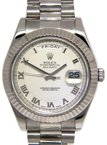 Rolex Day-Date II President 18k WG Ivory Concentric 41mm Watch '12 B/P 218239 - Picture 1 of 10